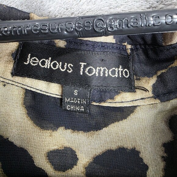 Womens Jealous Tomato Leopard Print Blouse Button Up Polyester Long Sleeve S - Picture 2 of 7